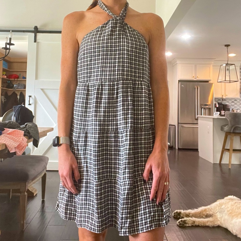 Abercrombie & Fitch Black and white checkered halter dress. Size medium.